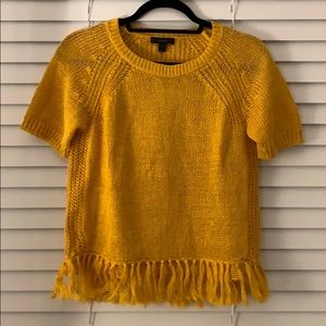 JCrew Shirt Sleeve Fringe Sweater